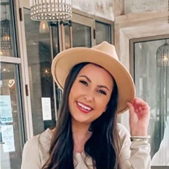 Women’s wide brim fedora hat camel - Picture 1 of 3